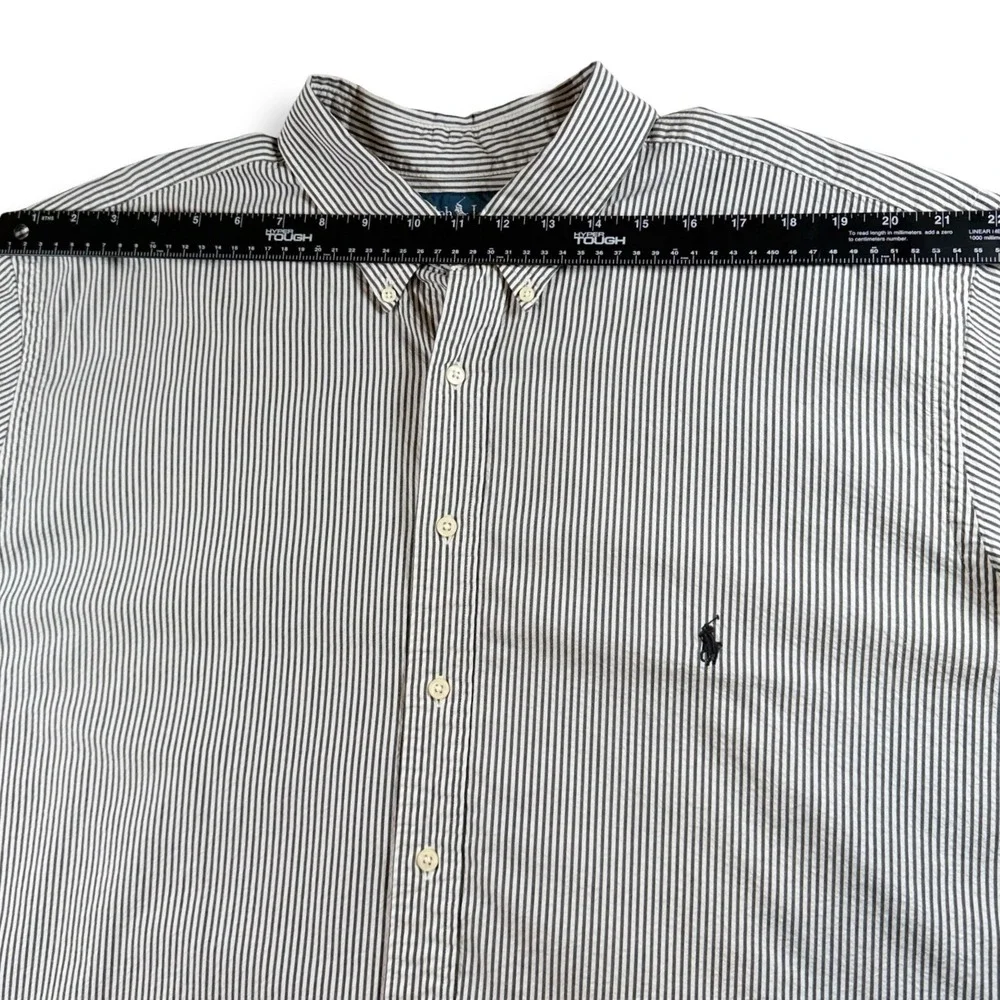 Polo Ralph Lauren Seersucker Stripe Shirt Mens 2XLT Tall Blue White Classic Fit